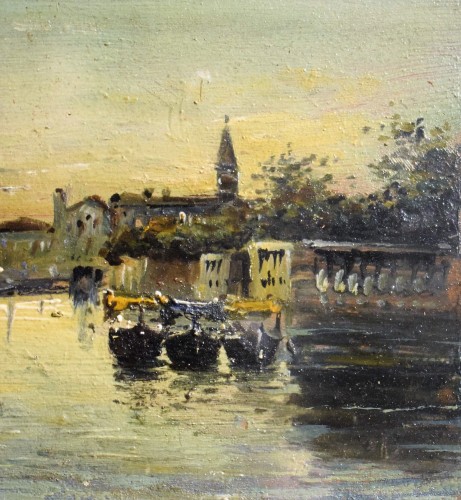 Francisco Pradilla Ortiz (1848-1921) - Venise, lever de soleil doré sur la Lagune - Romano Ischia